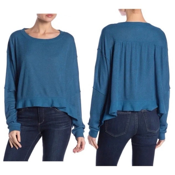 Abound Seamed Dolman Sleeve Pullover in Teal Sapphire Size XS - Picture 1 of 6